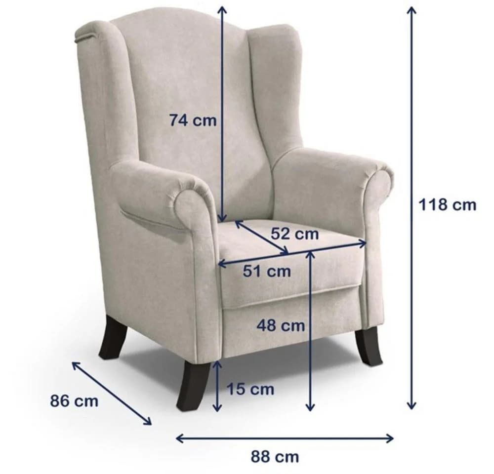 Beautysofa Ohrensessel LEONARDO Dunkelgrau Velours