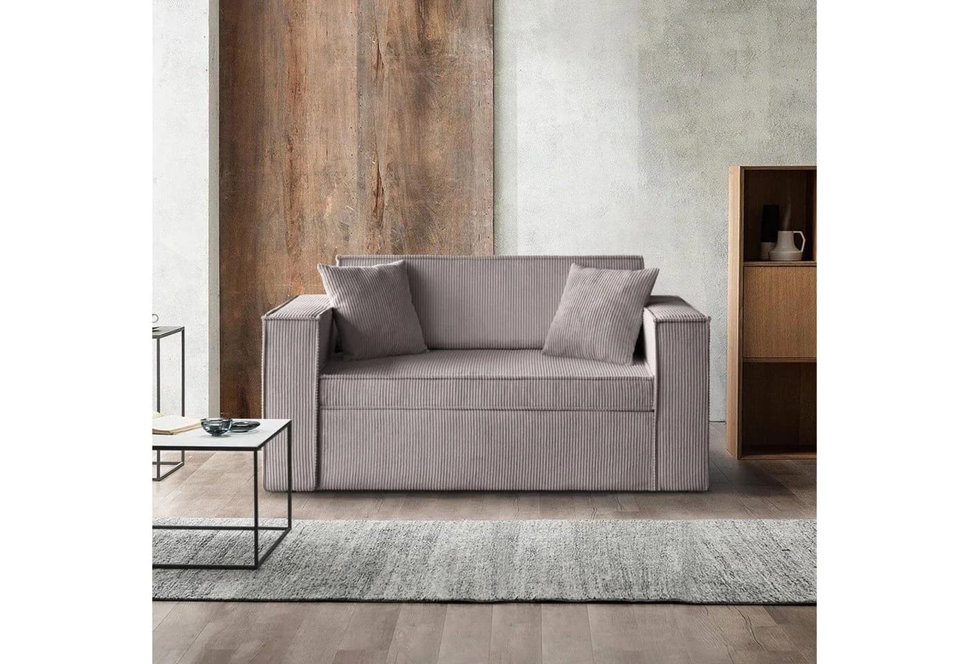 Beautysofa Schlafsofa Dave II mit Relaxfunktion und Bettkasten Beige
