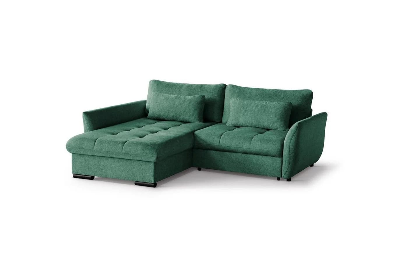 Beautysofa Ecksofa Caro Grün mit Schlaffunktion