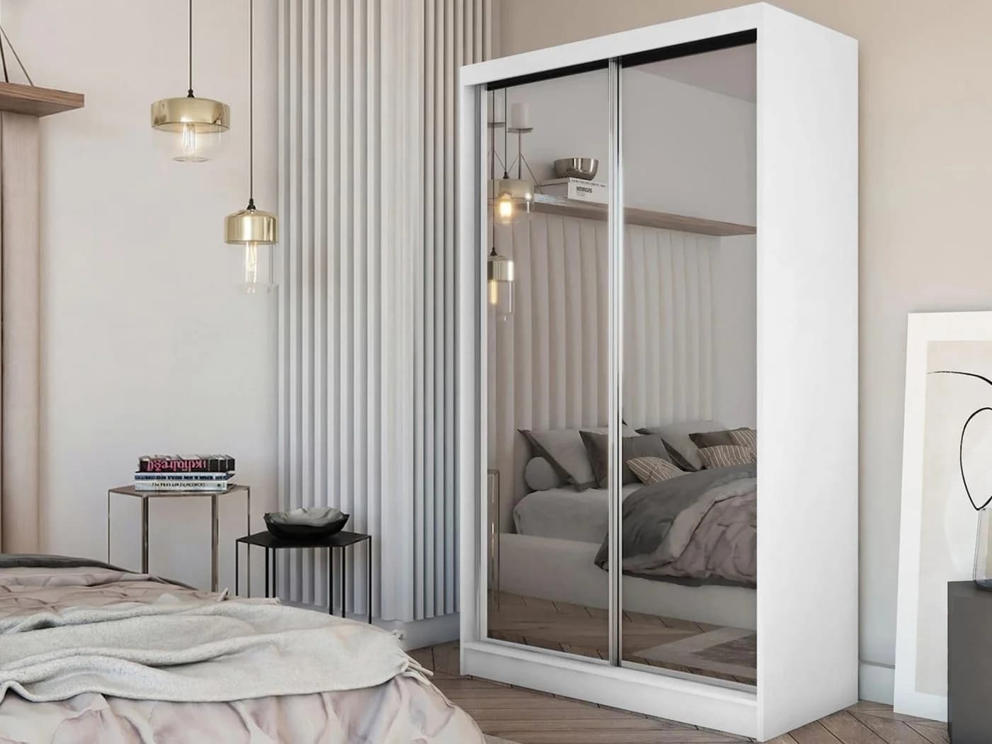 Beautysofa Schiebetürenschrank Doroti Weiß mit Spiegeln