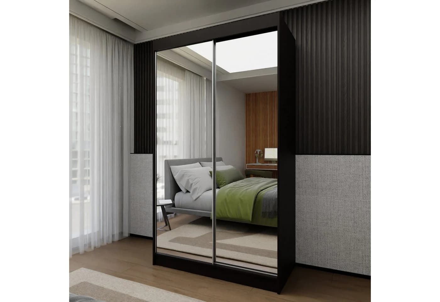 Beautysofa Schiebetürenschrank Doroti Schwarz Modern