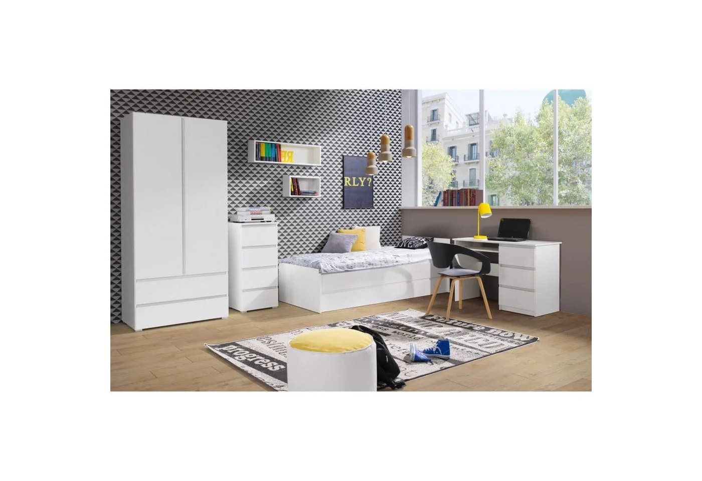 Beautysofa Bücherregal COSMO mit 2 Schubladen und 4 Fächern Weiß Modern