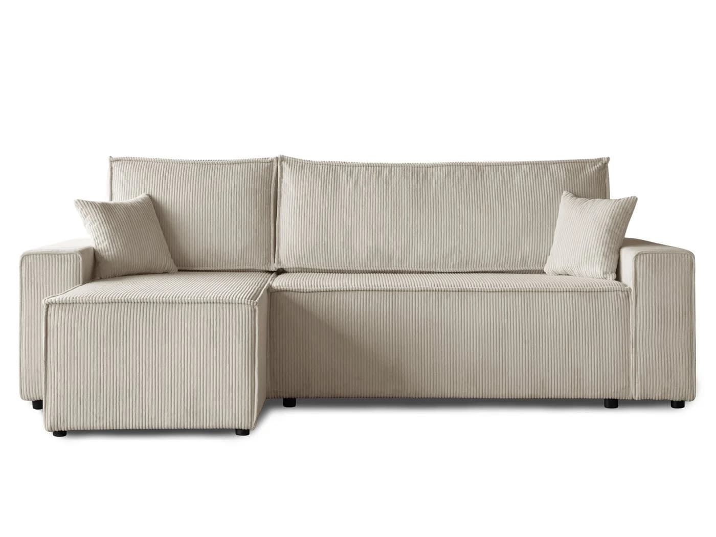 Beautysofa Ecksofa HEKTOR Cordstoff Beige mit Bettkasten und Schlaffunktion