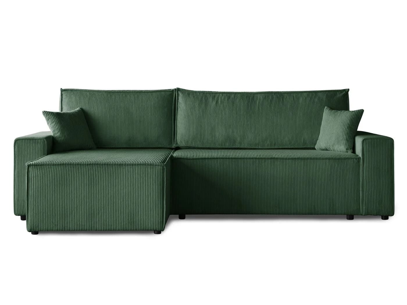 Beautysofa Ecksofa HEKTOR Cordstoff Grün mit Bettkasten und Schlaffunktion