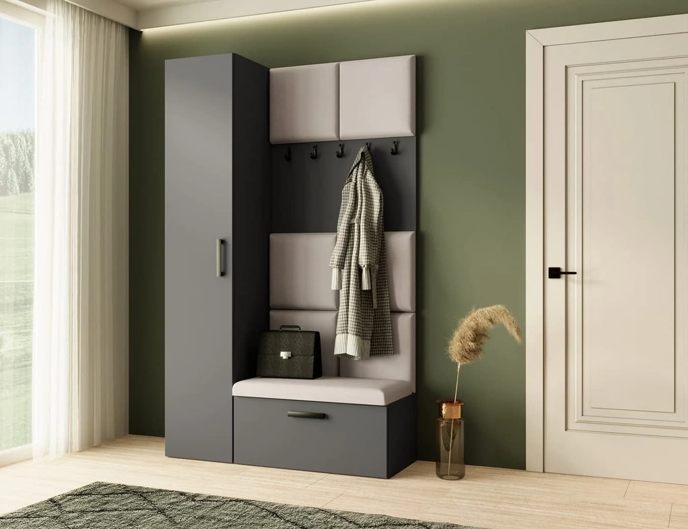 Garderoben-Set MARGARET mit Sitzbank & Kleiderschrank
