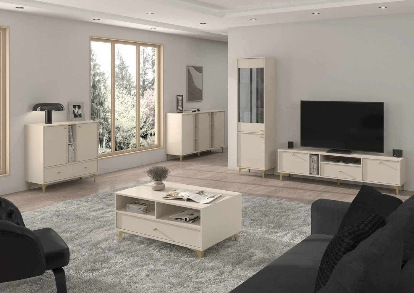 Beautysofa Kommode TOKYO mit Seesternbeinen Beige-Sand