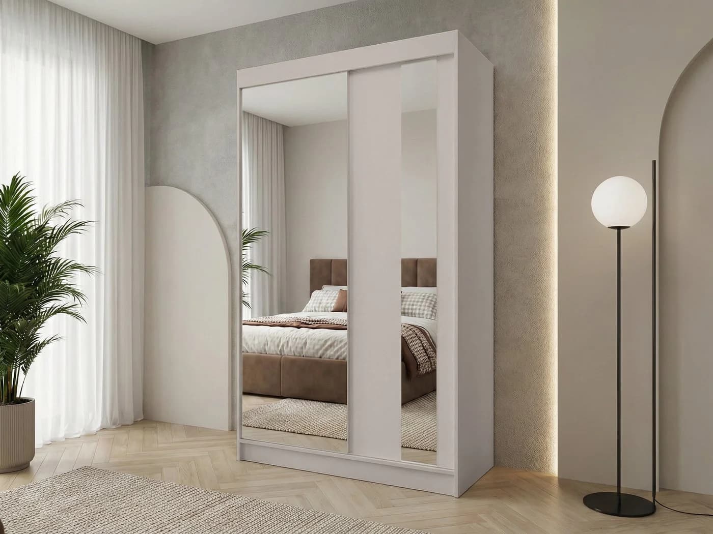 Beautysofa Kleiderschrank GAJA II mit Spiegel Schiebetürenschrank