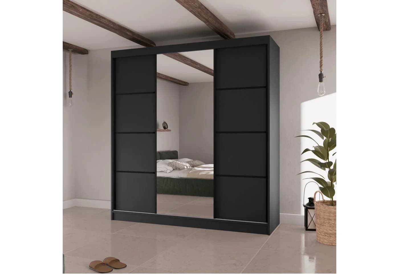 Beautysofa Kleiderschrank VILO II mit Spiegel und Schubladen