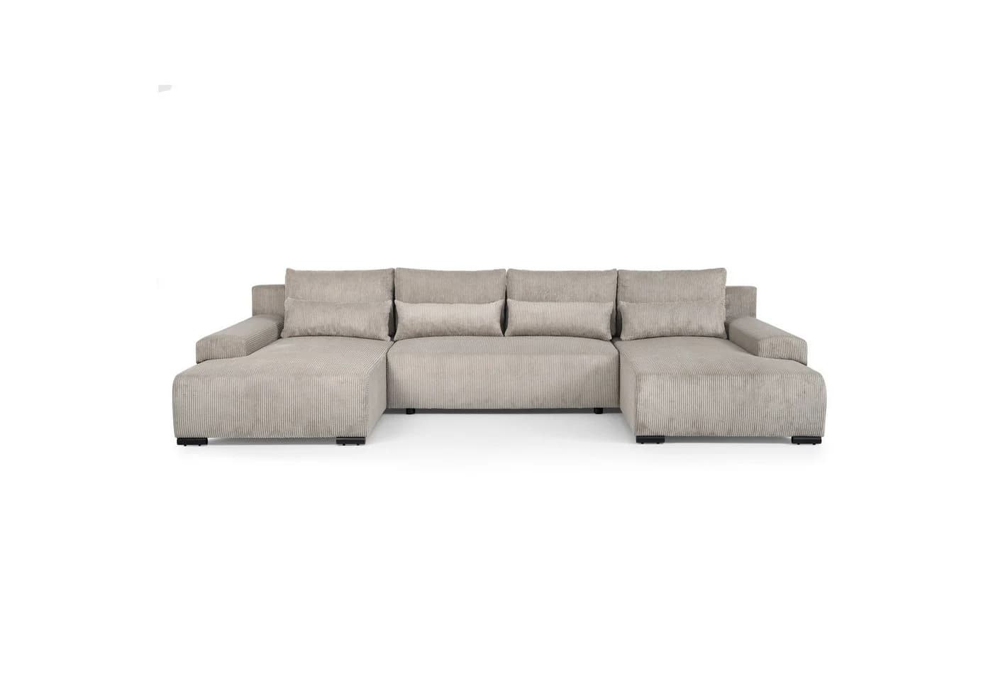 Beautysofa Ecksofa BENNY U Beige mit Schlaffunktion und Bettkasten