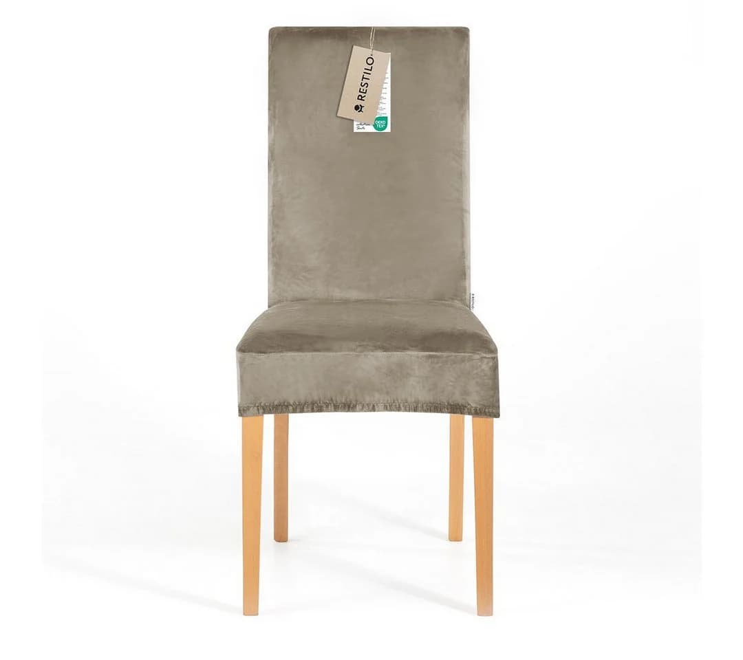 Restilo Stuhlhusse Stretch Beige 6er Set mit Gummiband
