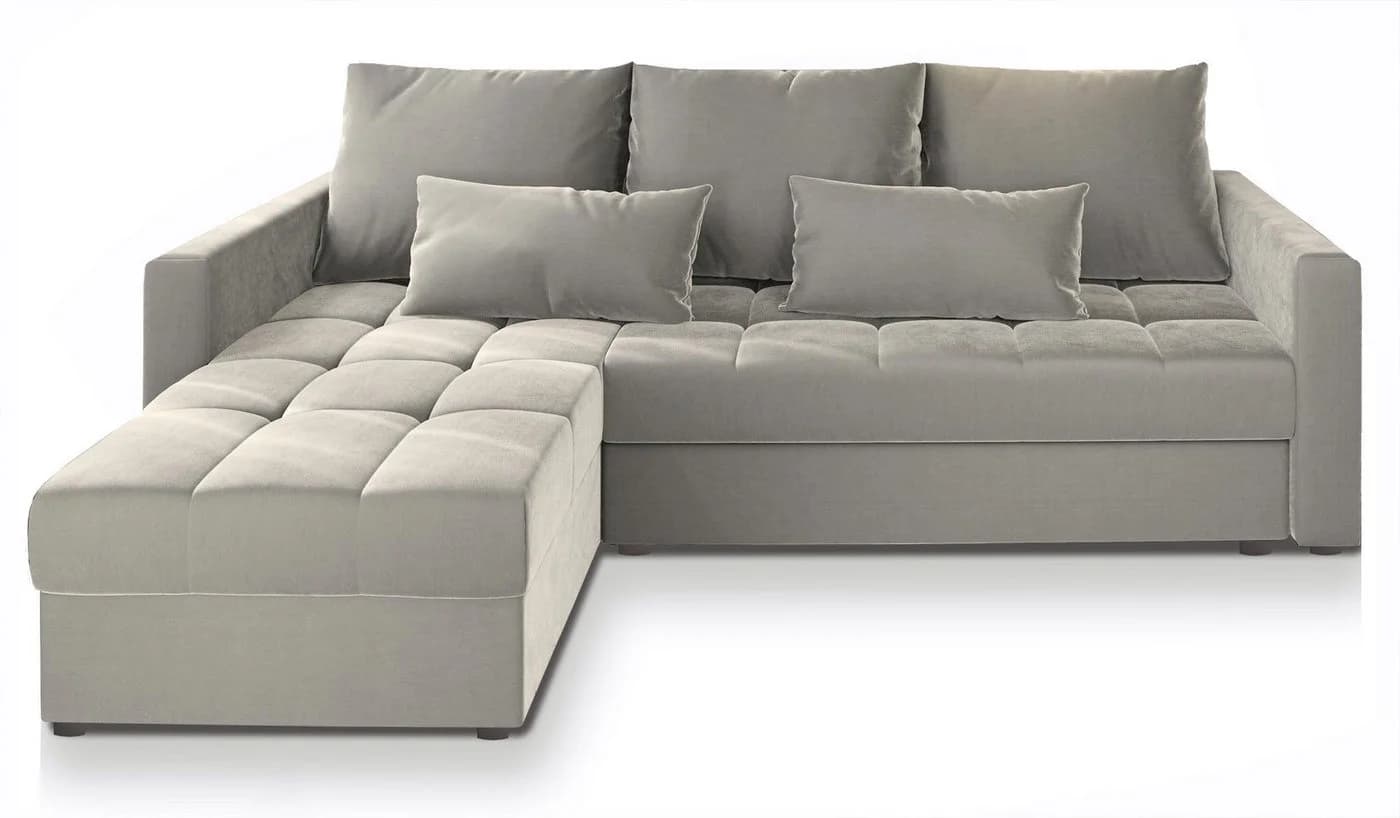 Masseno Ecksofa KOS PIK L-Form mit Schlaffunktion und Bettkasten Beige