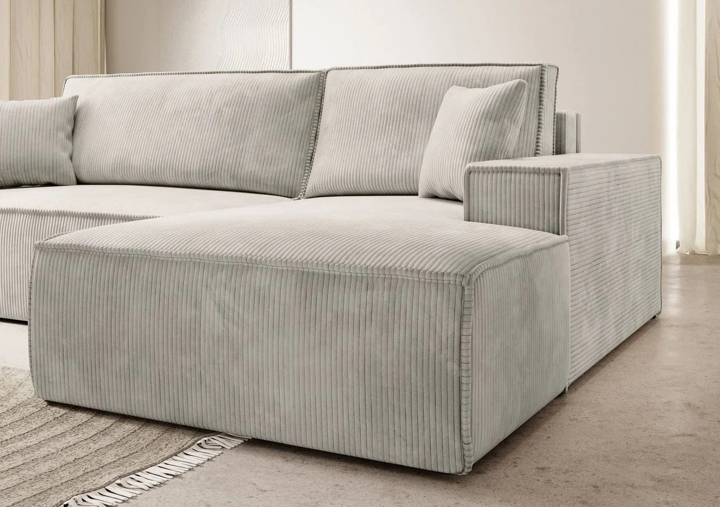 Selsey Ecksofa FARESE NEW mit Schlaffunktion und Bettkasten Cordbezug