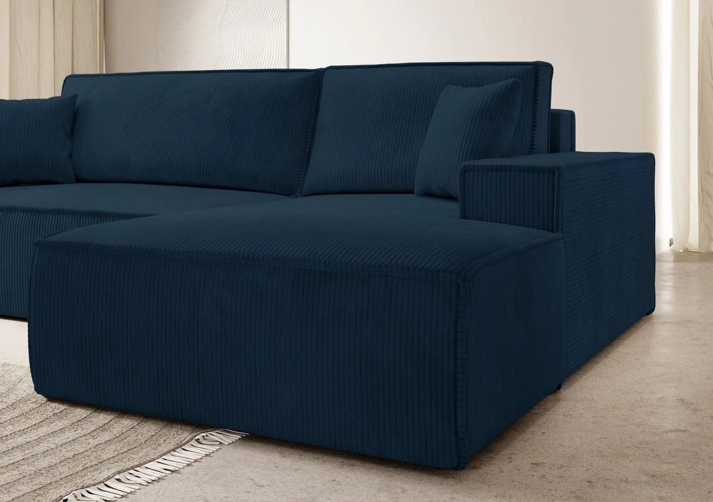 Selsey Ecksofa FARESE NEW mit Schlaffunktion und Bettkasten in Dunkelblau