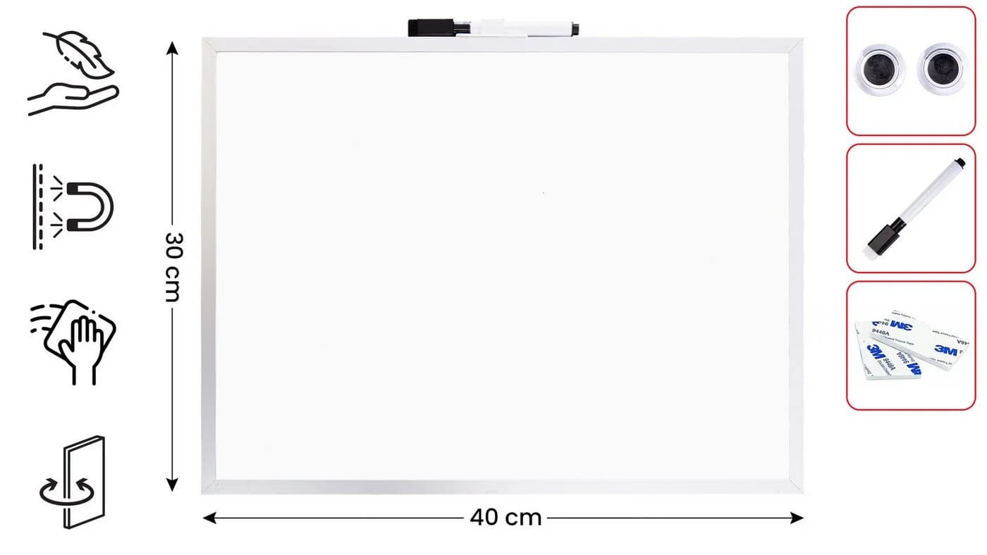 ALLboards Magnettafel Whiteboard A7 Weiß Aluminiumrahmen Magnetisch