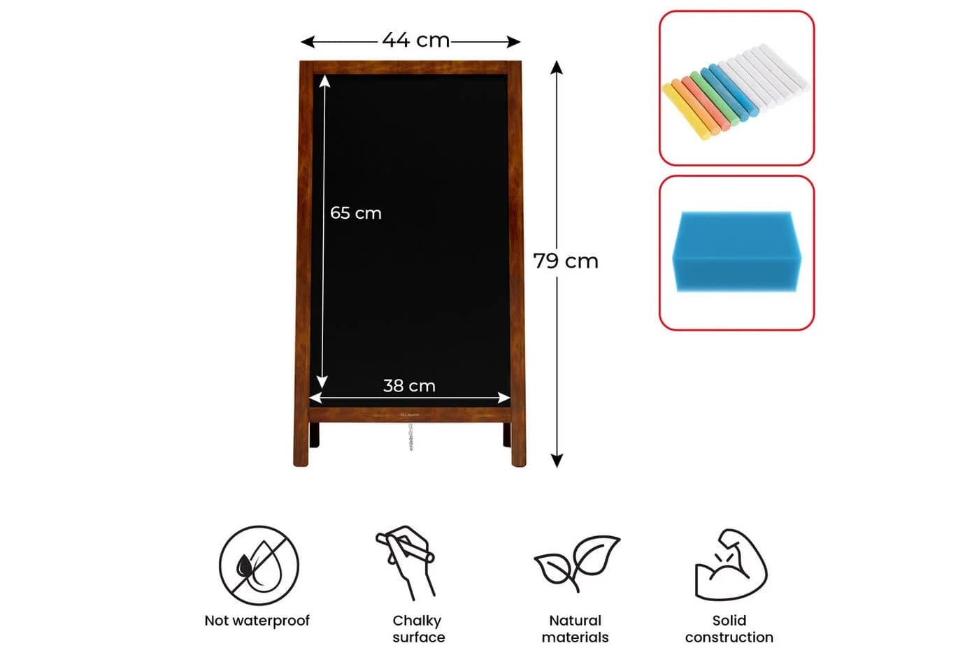 ALLboards Kundenstopper Tafel mit Holzrahmen Schwarz/Braun
