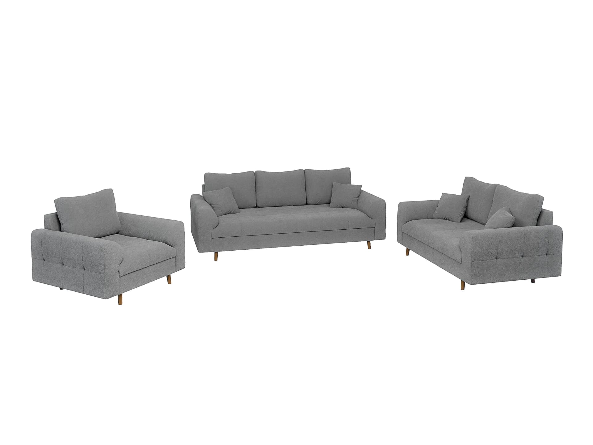 S-Style Möbel Polstergarnitur Leif 3+2+1 Grau Boucle Skandinavisch