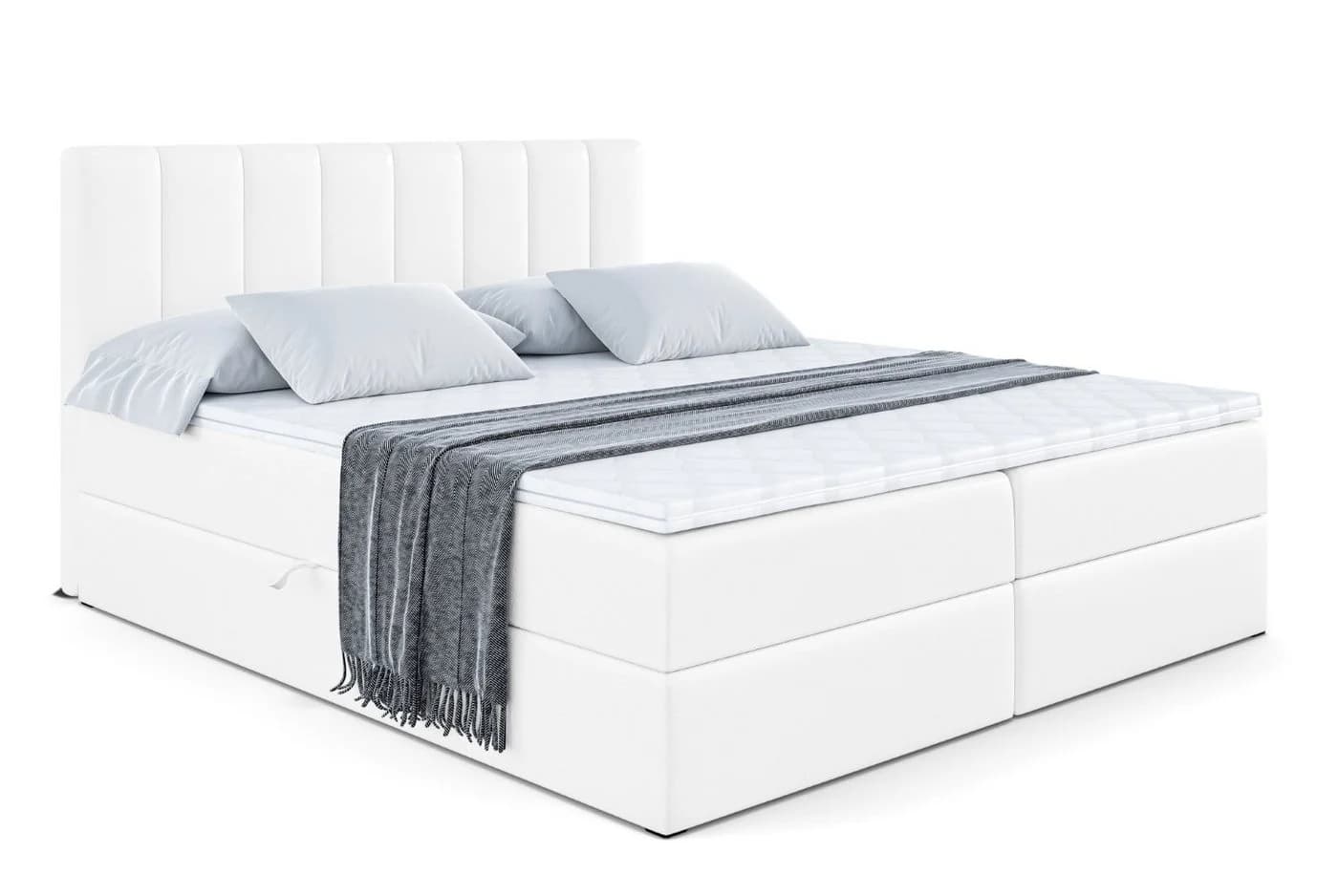 ALTDECOR Boxbett OTTA Weiß Kunstleder mit Topper