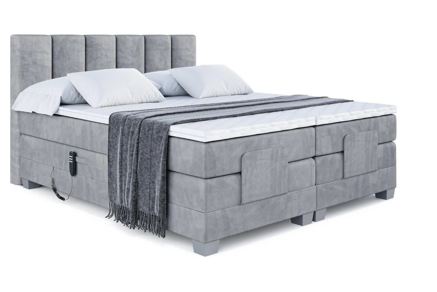 Boxspringbett AMEL EL elektrisch verstellbar 200x200 Hellgrau
