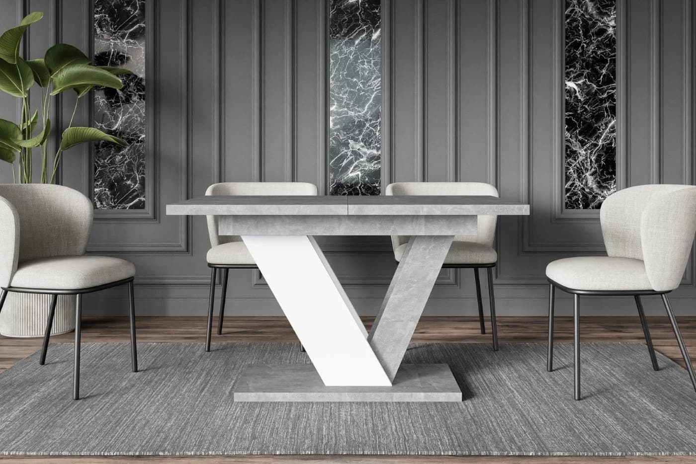 ALTDECOR Esstisch CLASI Ausziehbar Weiß/Grau Modern