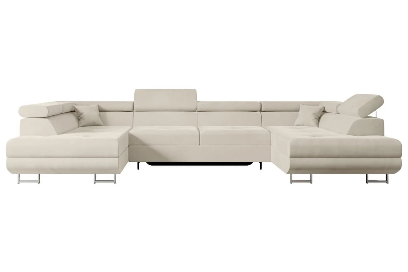 ALTDECOR Wohnlandschaft GUSA-U Ecksofa mit Schlaffunktion Beige Samt