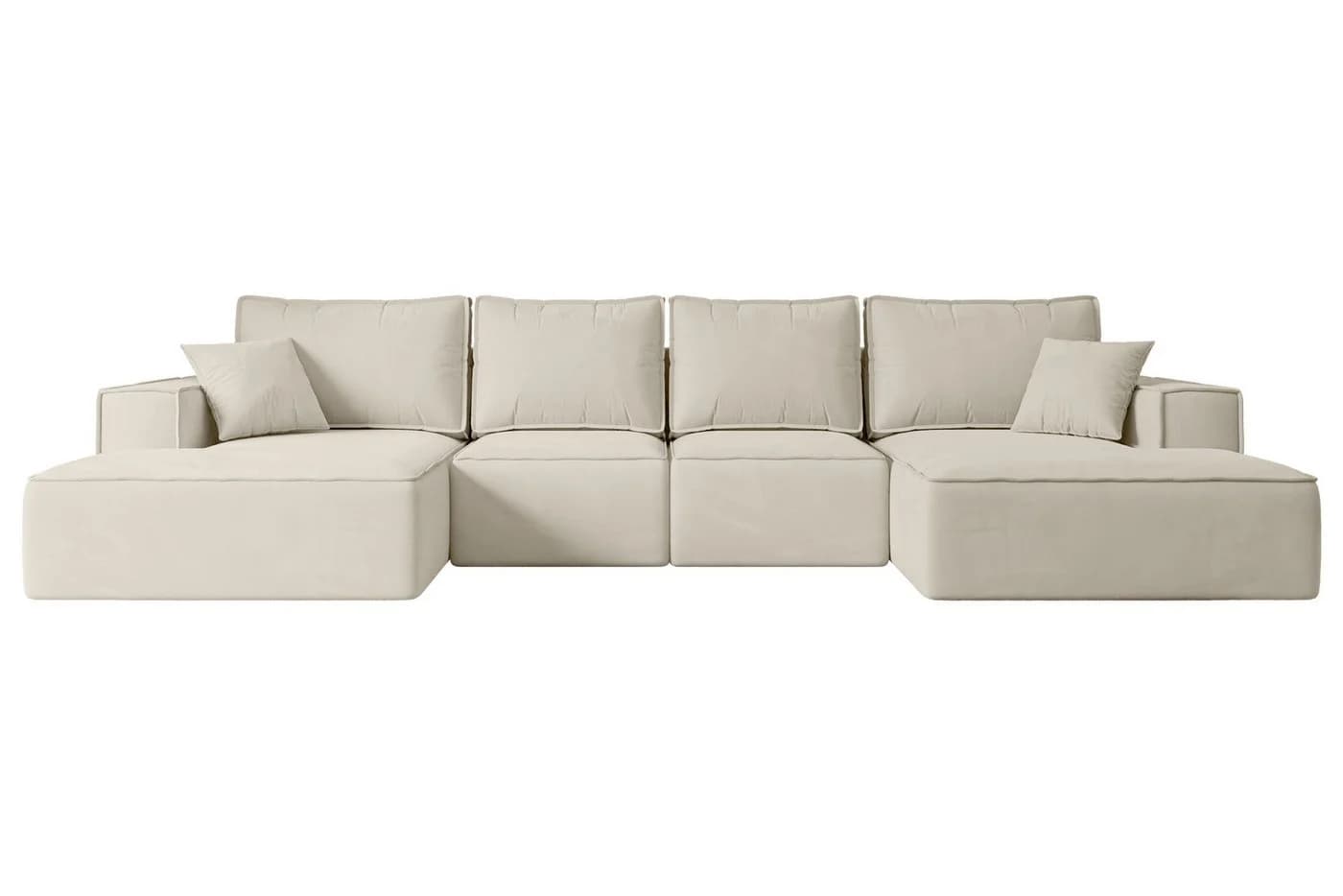 ALTDECOR Wohnlandschaft SIERRA-U-S Beige mit Schlaffunktion und Bettkasten