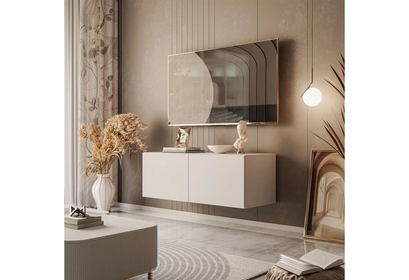 Lookway Lowboard COLGANTE Hängend Beige Grau Push-to-Open LED