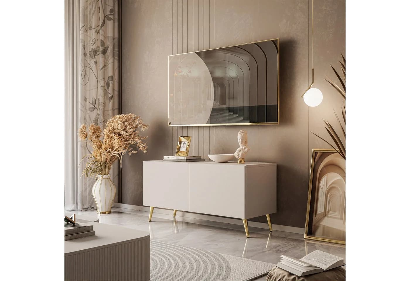 Lookway Lowboard COLGANTE Kaschmir TV Schrank auf Beinen