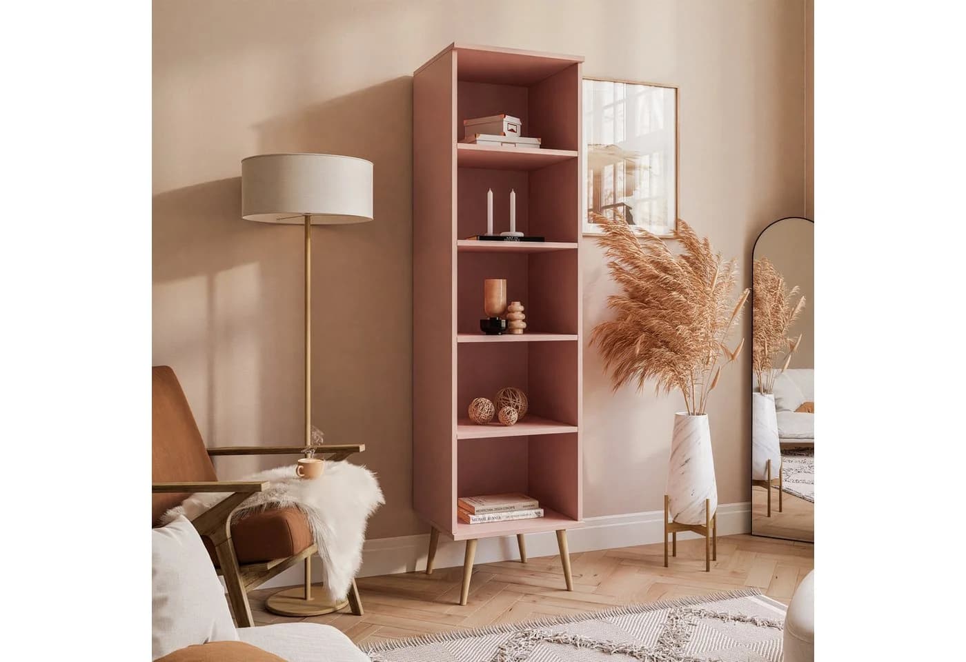 Lookway Standregal Harmony Bücherregal Rosa Skandinavisch