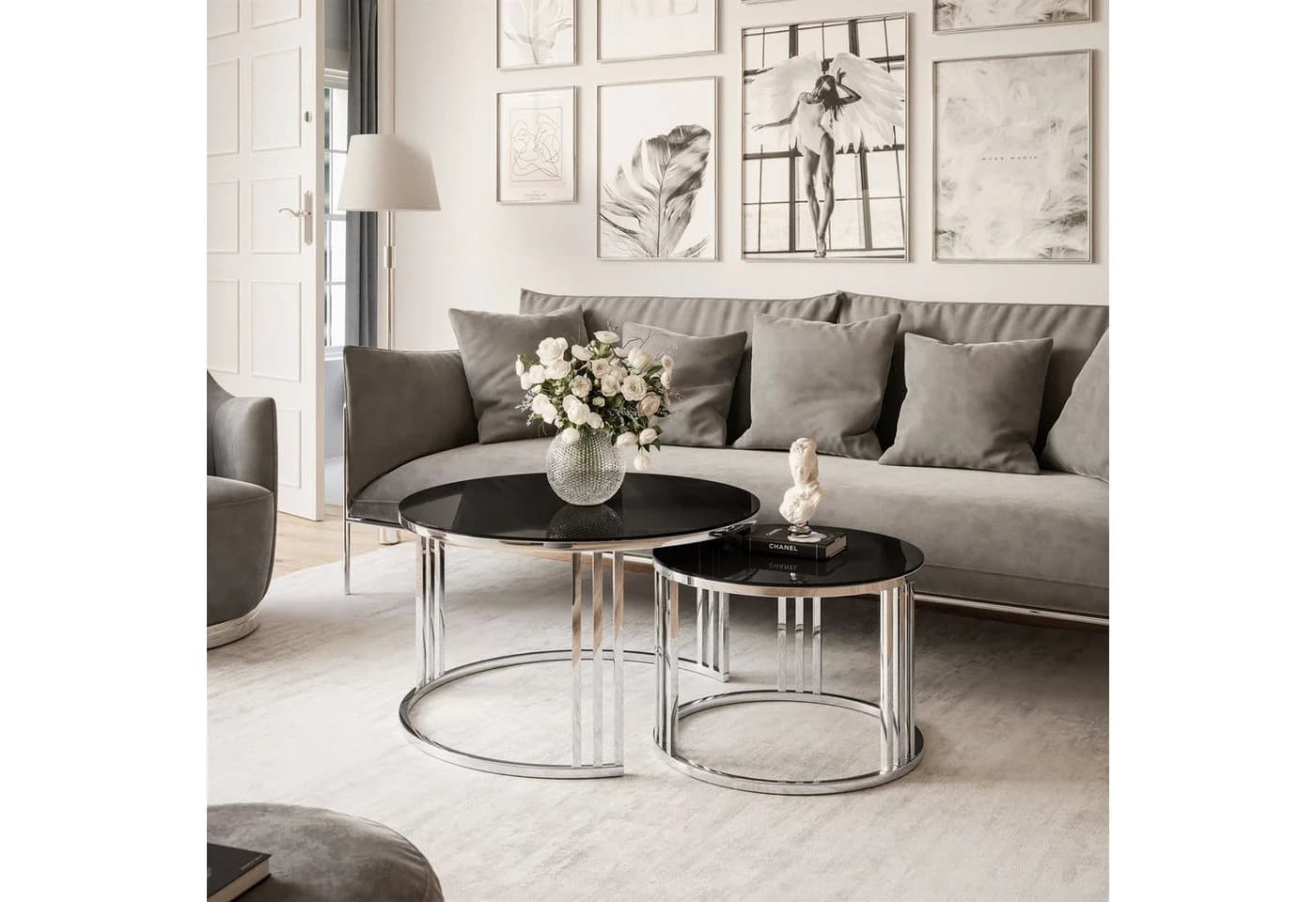 Lookway Couchtisch LORI 2in1 GLASS 2er Set