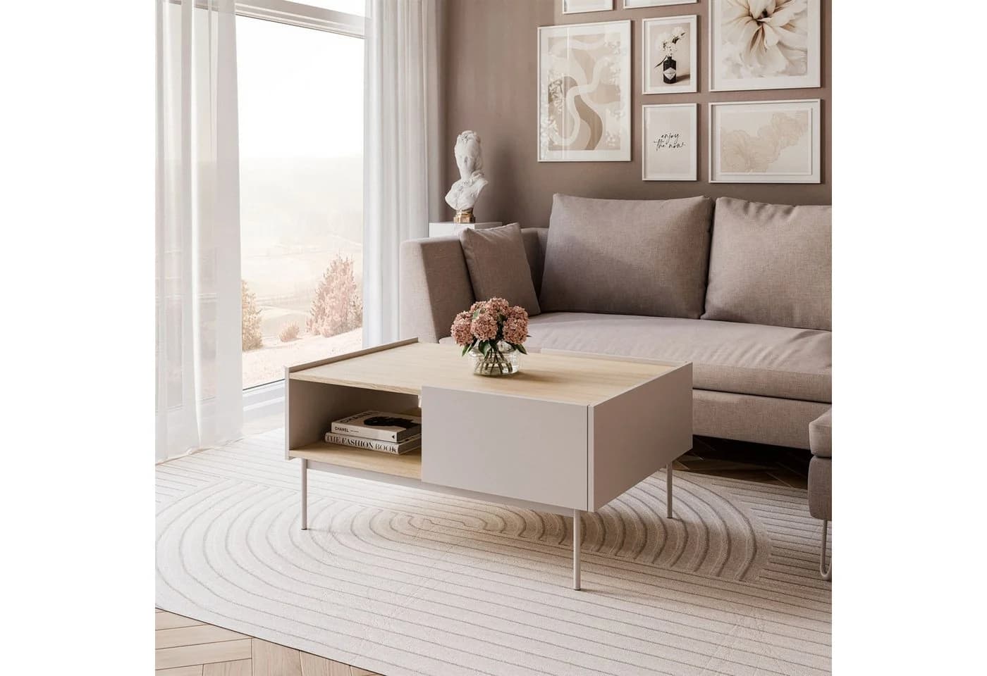 Lookway Couchtisch ESSENCE L97 mit Schublade Kaschmir Eiche