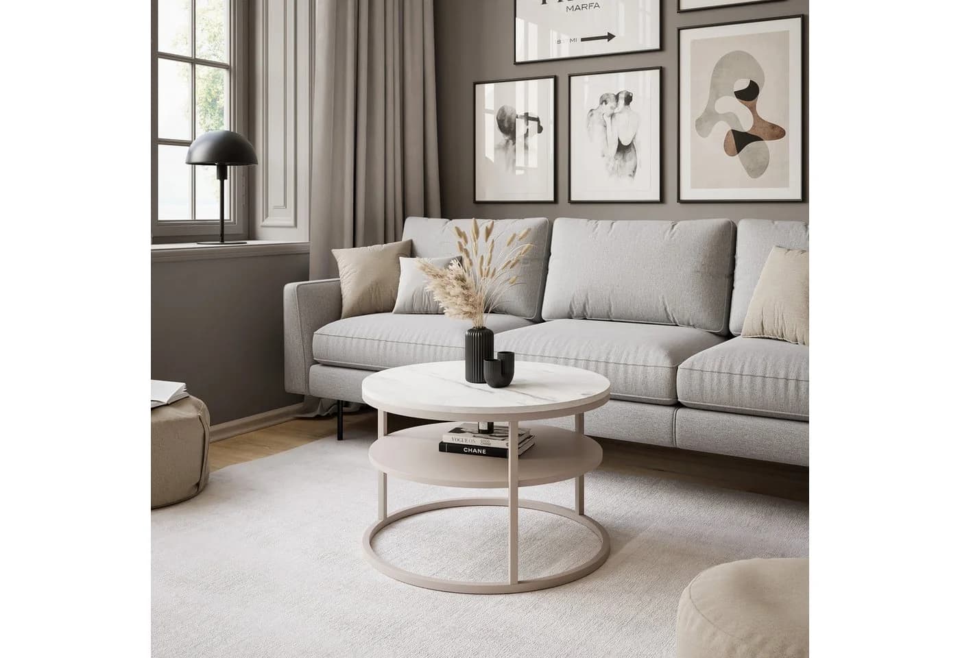 Lookway Couchtisch CIRI SLIM MATT Kaschmir mit Ablage