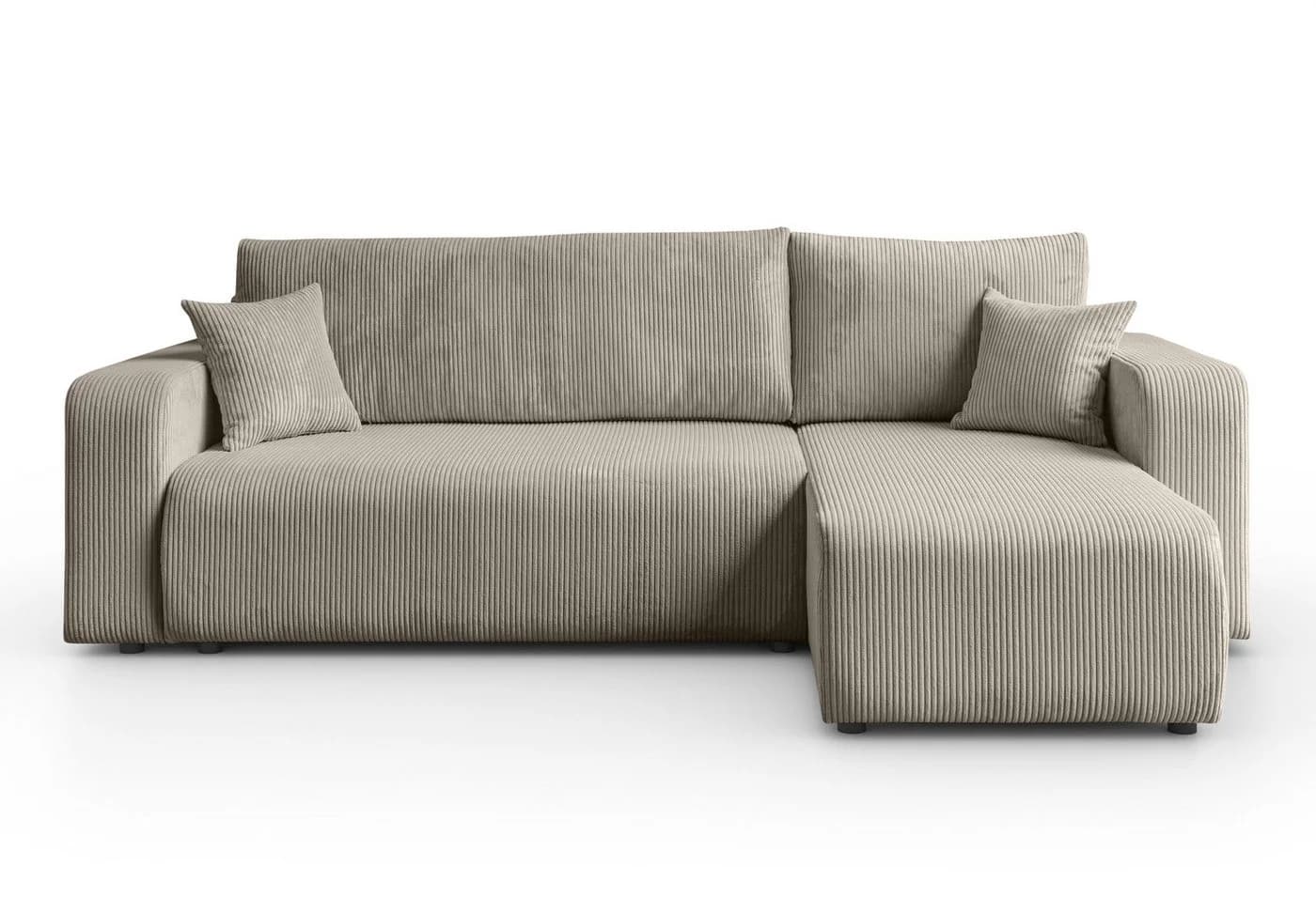 Lookway Ecksofa PRESTIGE L-Form Couch mit Bettfunktion und Bettkasten Beige