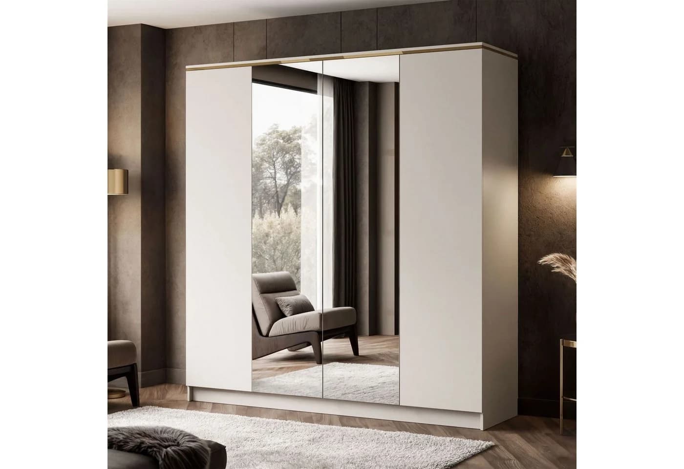 Lookway Kleiderschrank AURORA 4D Kaschmir mit Spiegel