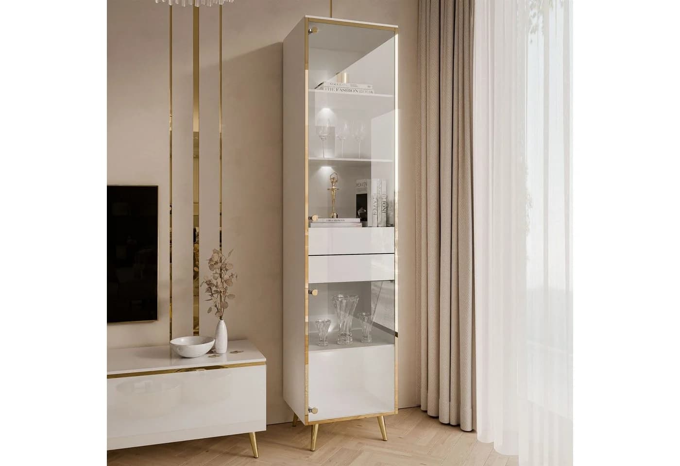 Lookway Glasvitrine AURORA mit LED-Beleuchtung Breite 45 cm