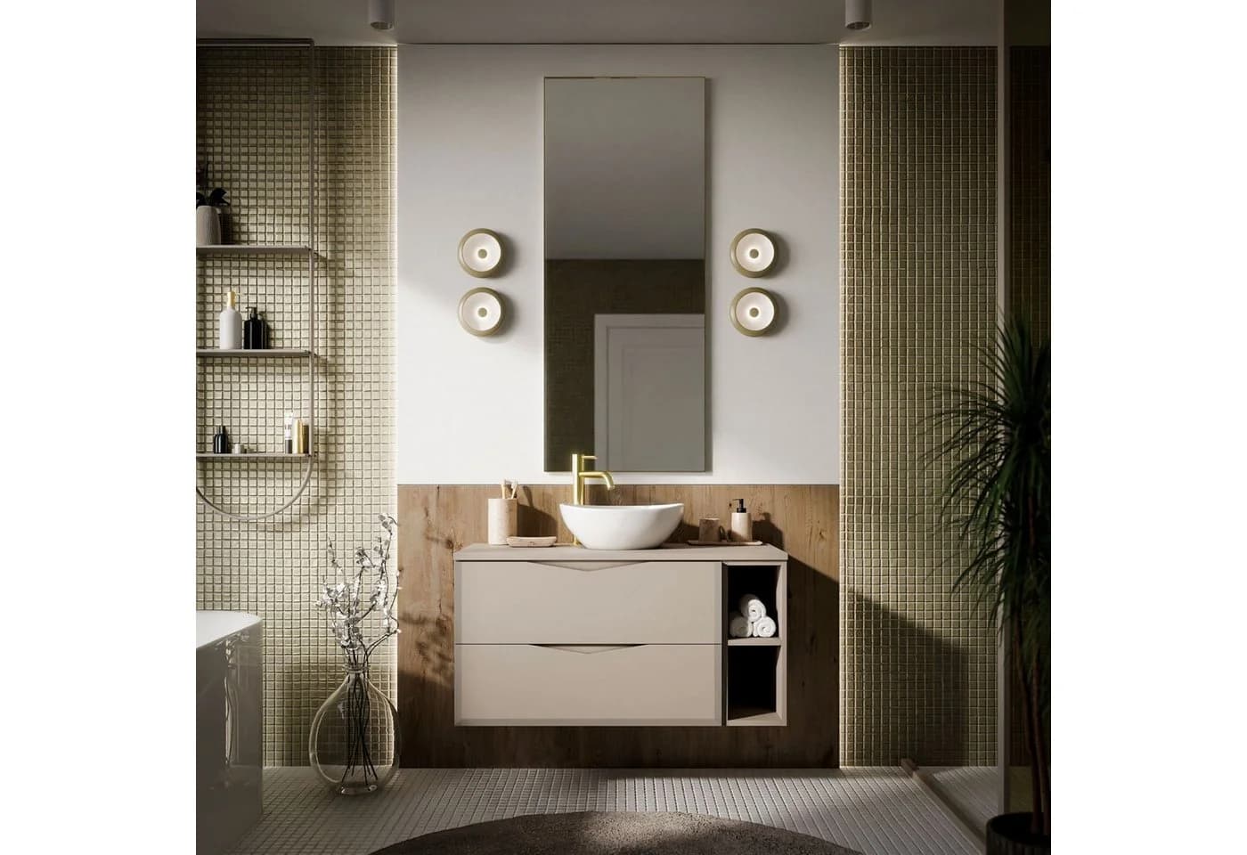 Lookway Badmöbel-Set MIRA II 80 cm Kaschmir Soft-Close