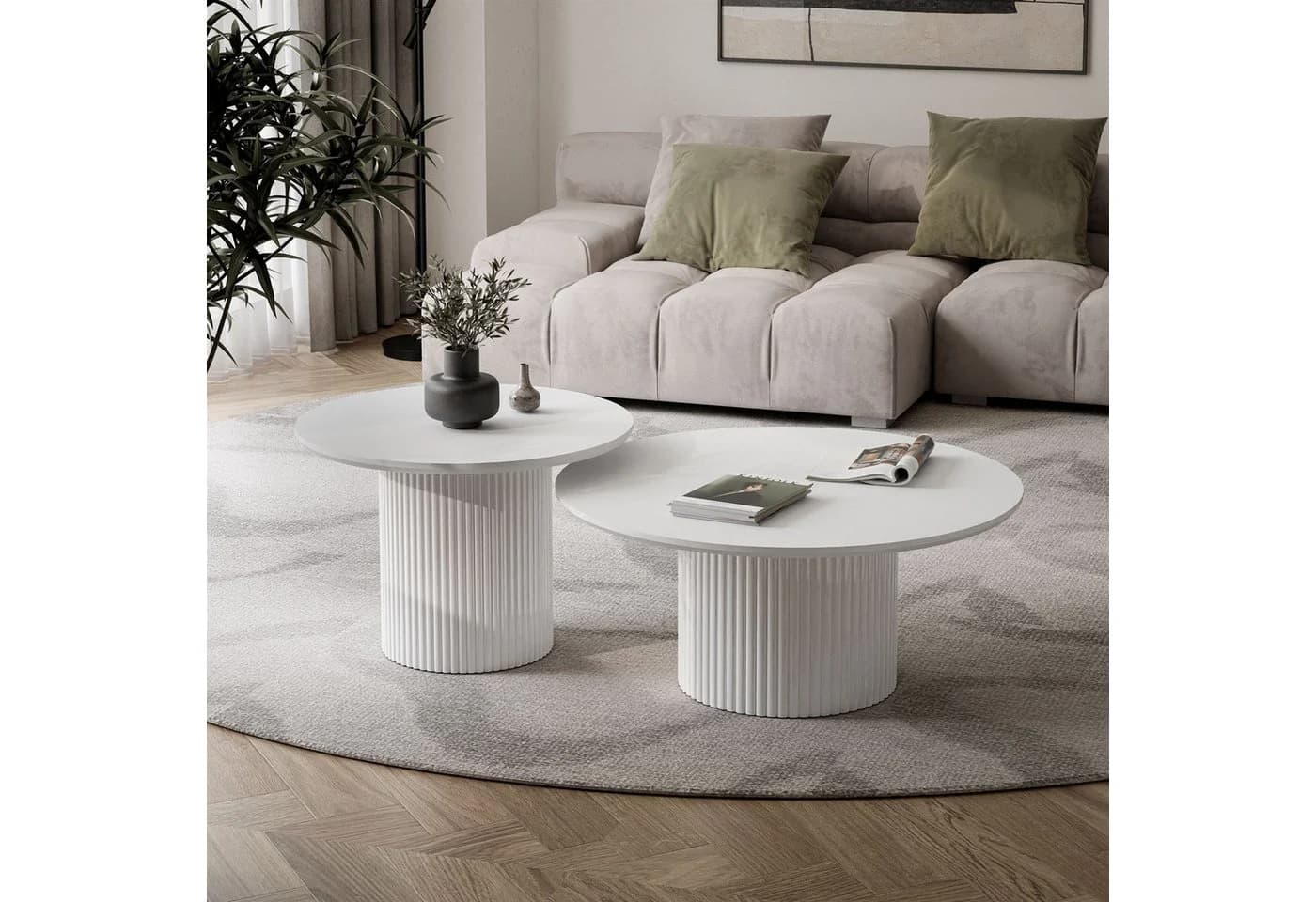 Lookway OVI Couchtisch Set 2-tlg. Weiß PVC-Furnierung Modern