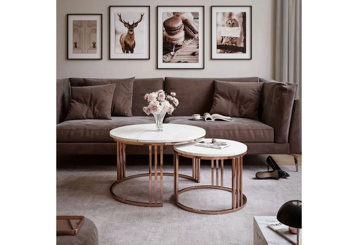 Lookway LORI 2in1 Couchtisch-Set Kupferoptik Matt