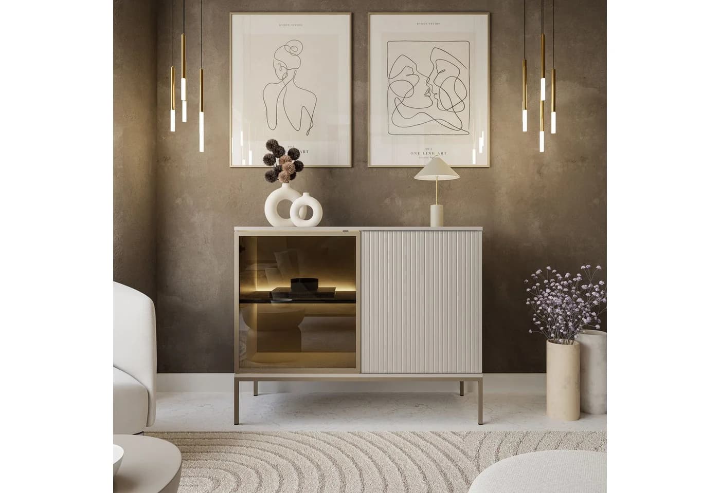Lookway Kommode ECLIPSE K104 Kaschmir mit LED-Beleuchtung