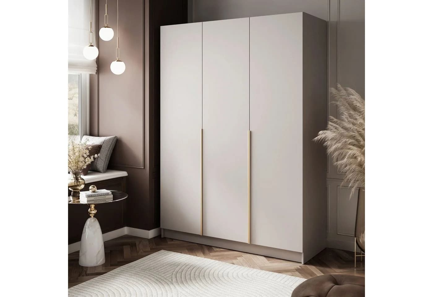 Lookway Kleiderschrank SAVAGE 3D Kaschmir Dreitüriger Schrank mit Kleiderstange