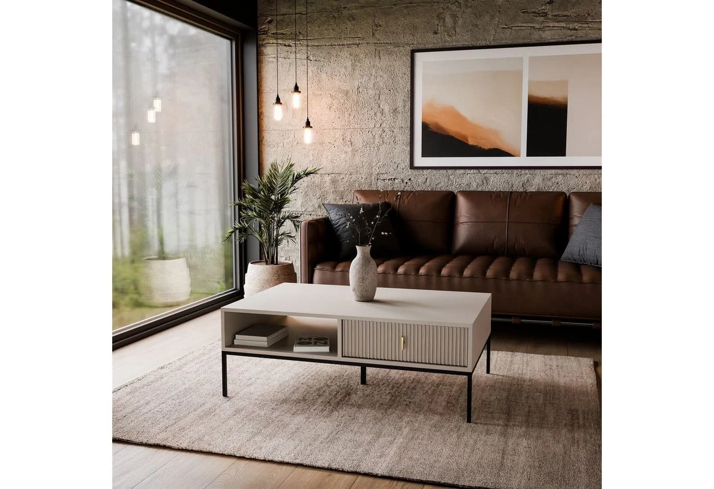 Lookway Couchtisch MIDNIGHT mit Schublade Schwarz/Gold