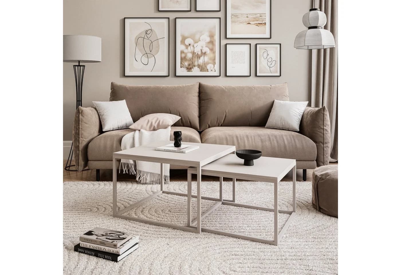 Lookway Couchtisch YOSHI 2in1 Matt Kaschmir 2er-Set