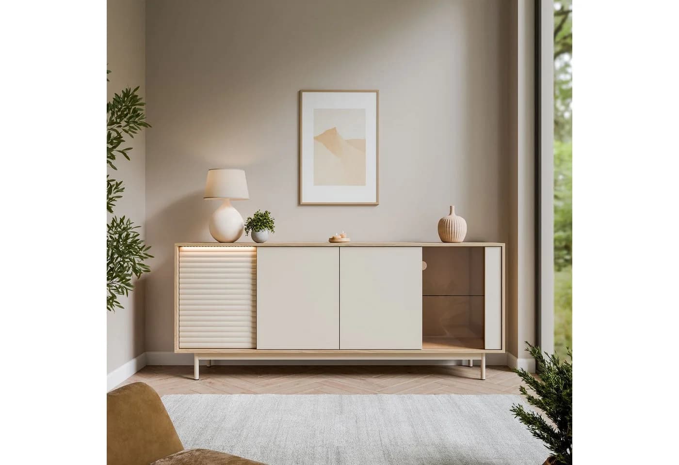 Lookway Kommode FLORENCE 3D1W mit LED-Beleuchtung Kaschmir