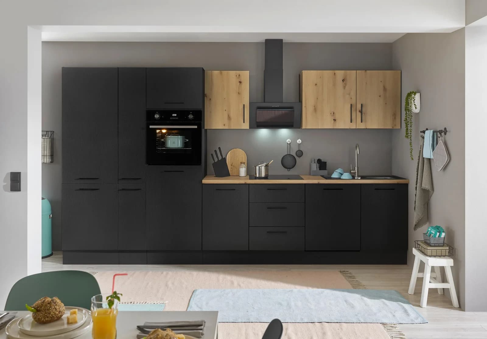Küchenzeile BASIC BY BALCULINA "Turin" Schwarz 370 cm