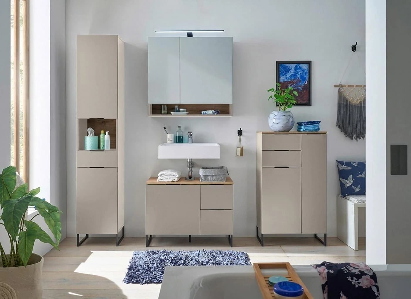 Bega Consult Hochschrank DENVER Beige 2 Türen 1 Schublade