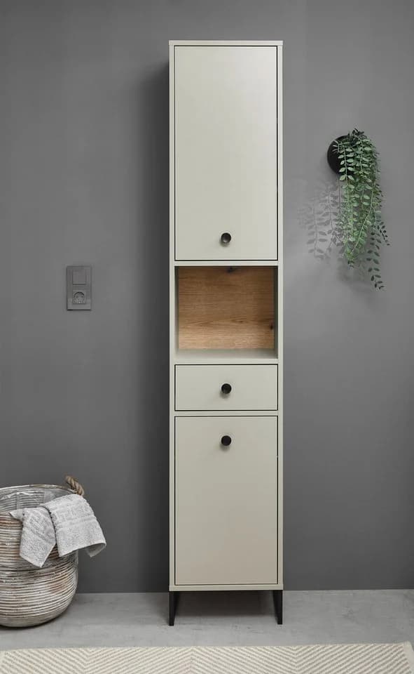 Hochschrank BASIC BY BALCULINA Linea Kaschmir Eiche Holzwerkstoff
