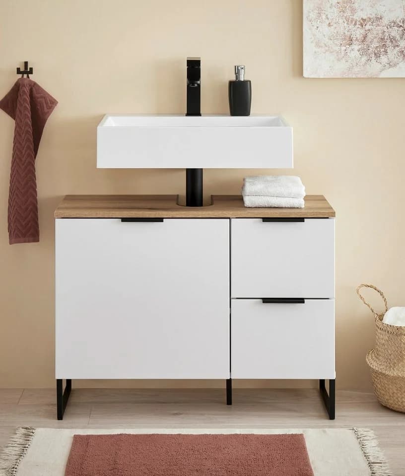 BASIC by Balculina Waschbeckenunterschrank Denver Weiß Matt