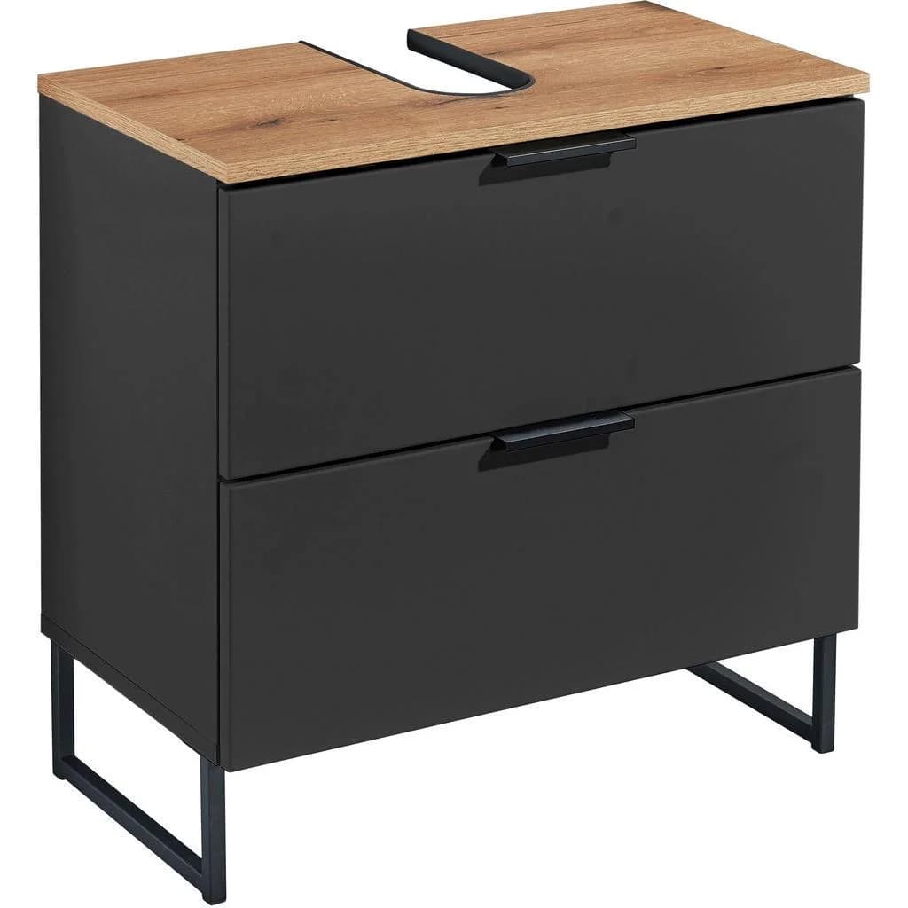 Waschbeckenunterschrank Denver Schwarz Eiche Metall