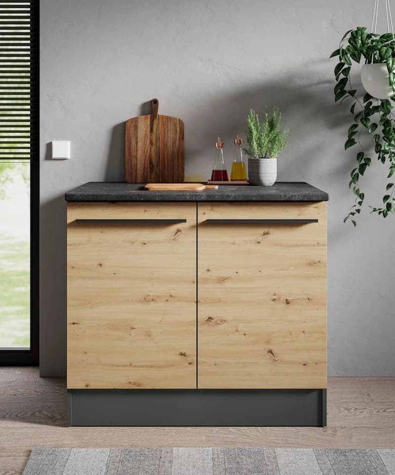 Spülenschrank BASIC BY BALCULINA Jazz anthrazit 100 cm