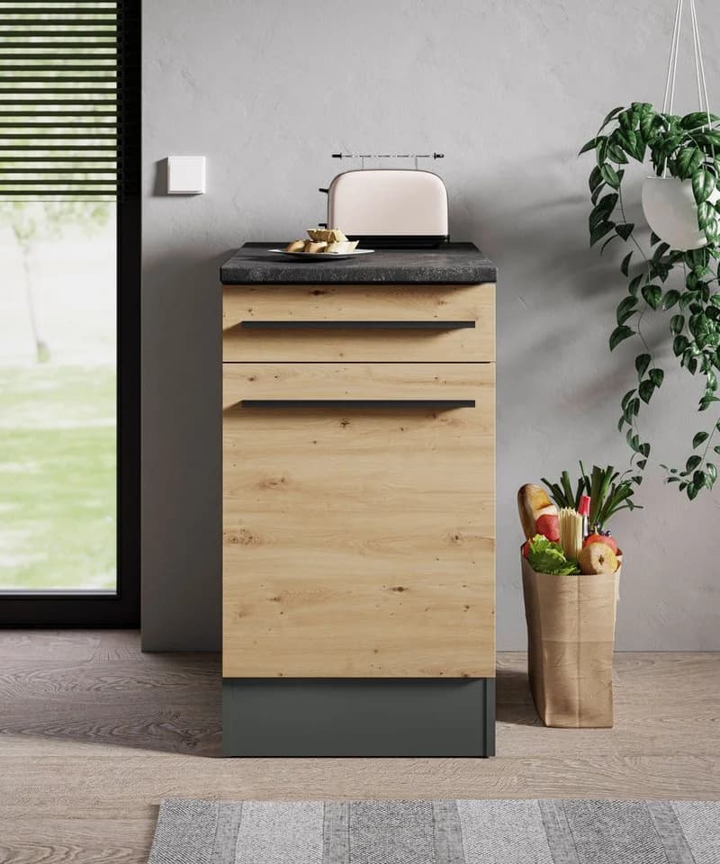 BALCULINA Jazz Unterschrank 50x90x60 cm Eiche Anthrazit