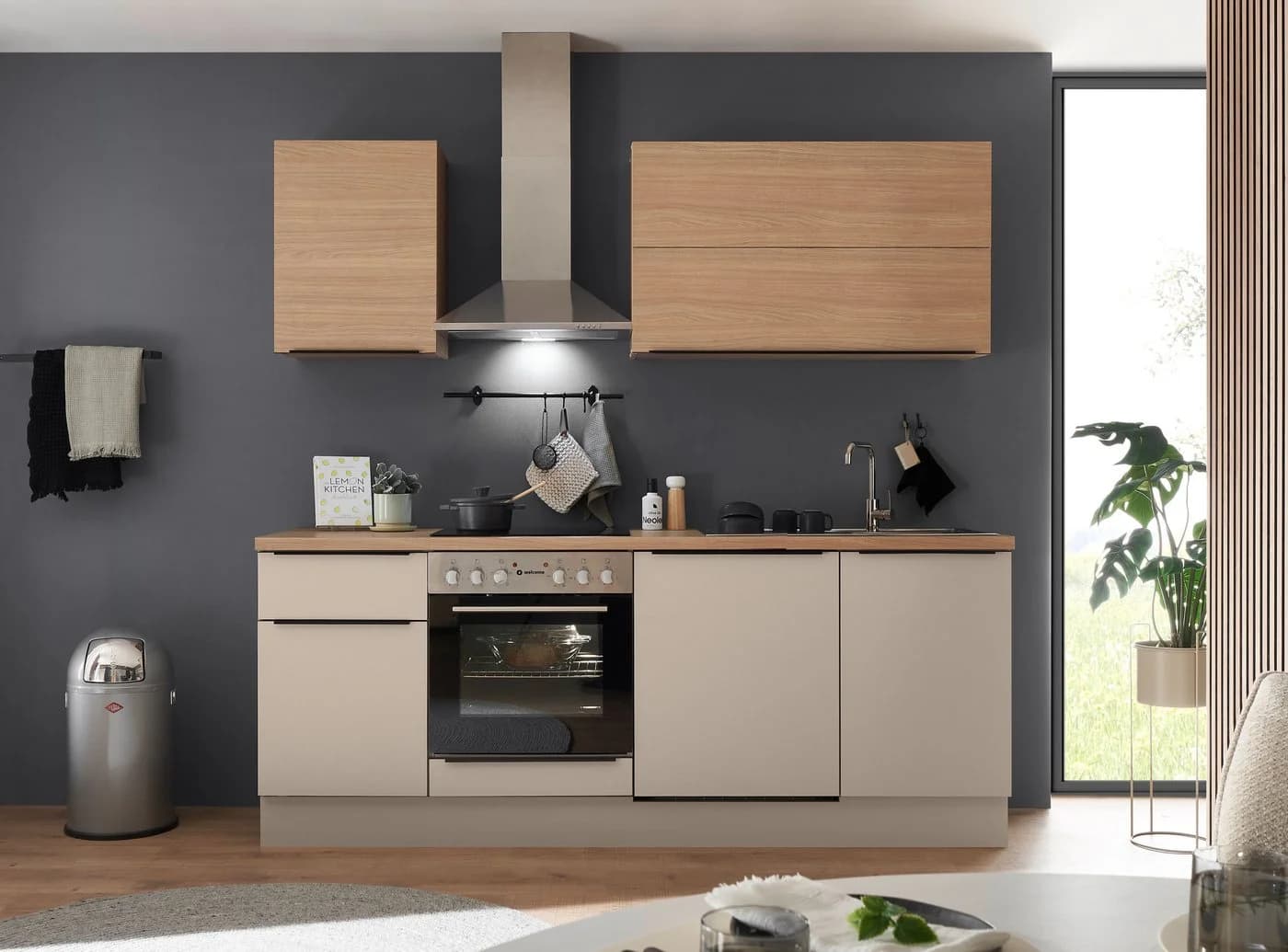 KOCHSTATION Küchenzeile Cocco 220 cm Weiß mit Induktion